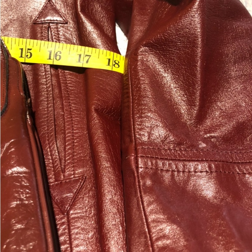 Vintage Etienne Aigner Burgundy Leather double breasted Jacket Size 16 - Picture 6 of 15
